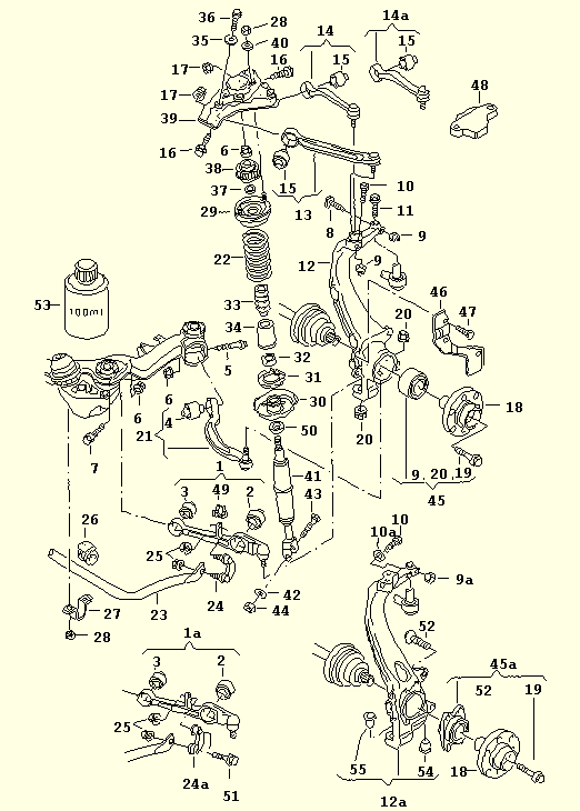 Audi Service on The Parts Book Diagram Showing All The Front Suspension Parts