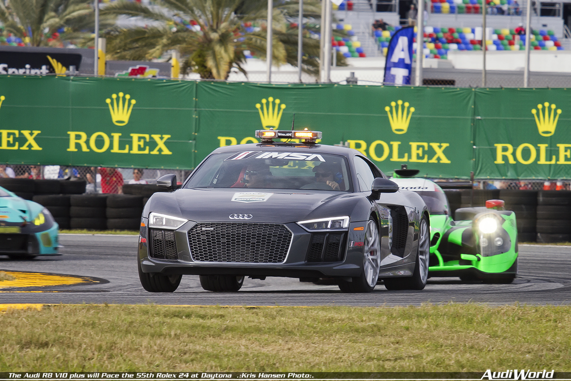 The Audi R8 V10 plus will Pace the 55th Rolex 24 at Daytona