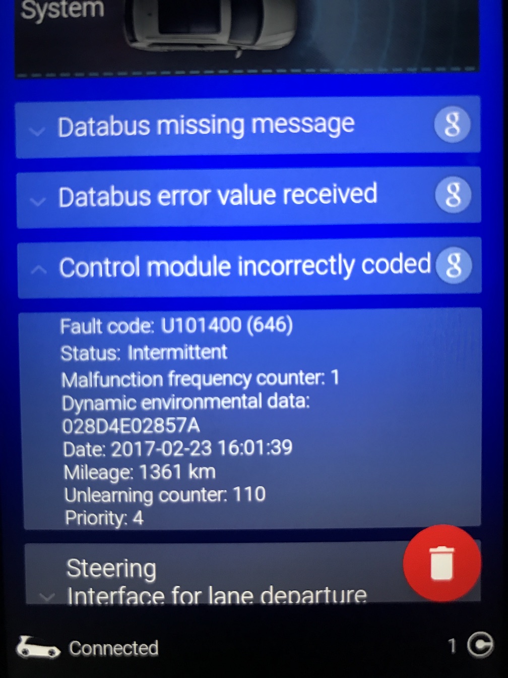 U101400 ошибка ауди