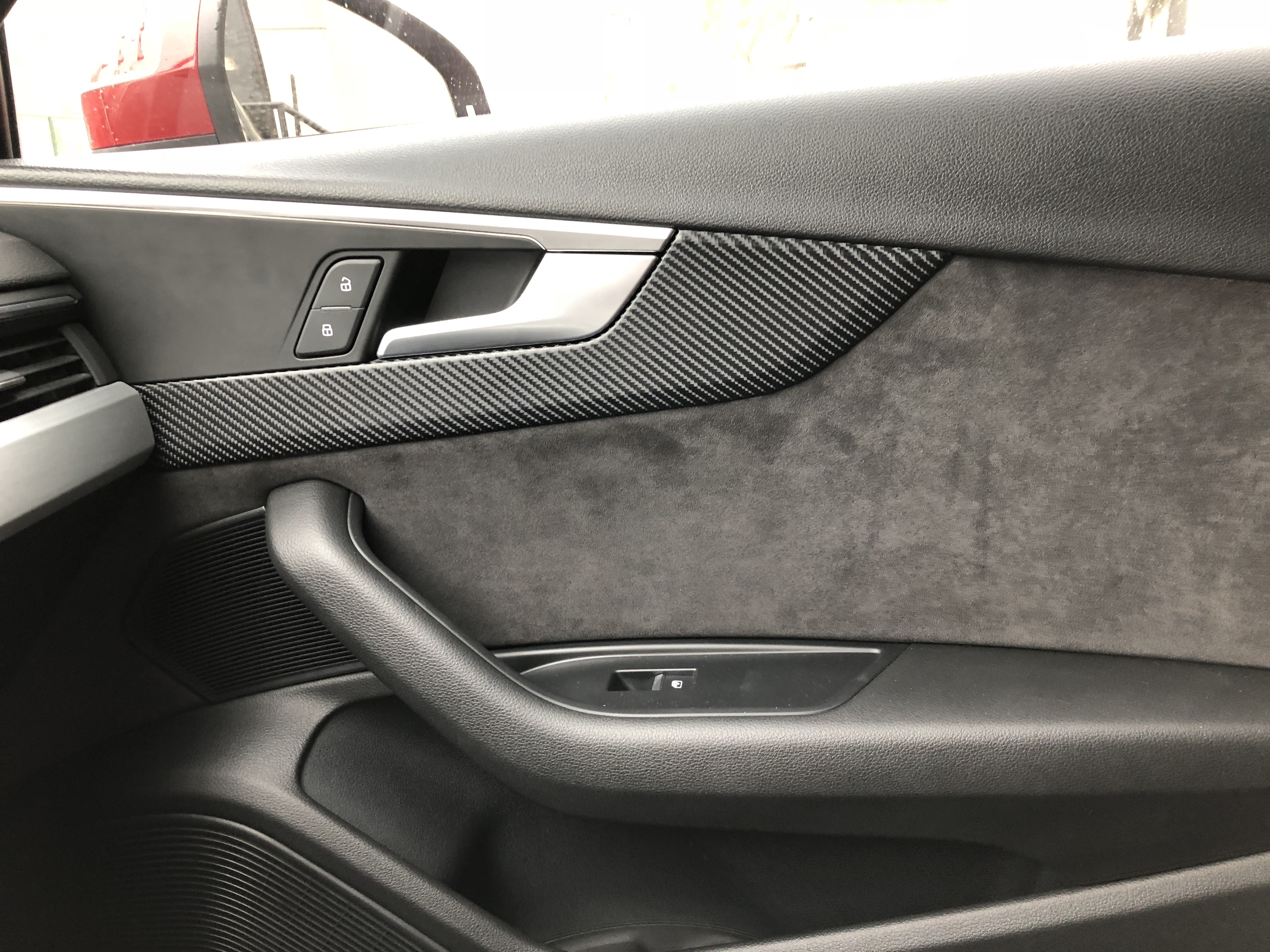 Stubble 4Pcs Carbon Fiber ABS Car Inner Door Window Armrest Cover Trim Fit for Audi A4 B8 2008 2009 2010 2011 2012 2013 2014 2015