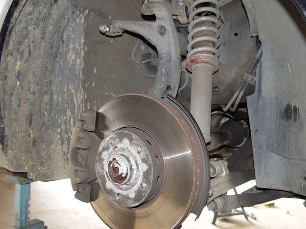 Figure 1. Dirt, rocks or rust can get lodged in the brakes and make a grinding noise, but it is an easy fix.