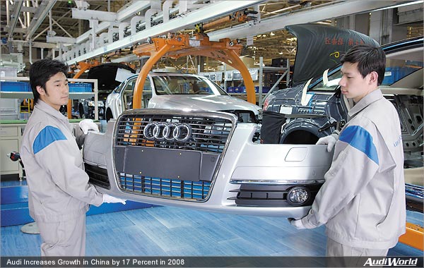 Audi Increases Growth in China by 17 Percent in 2008