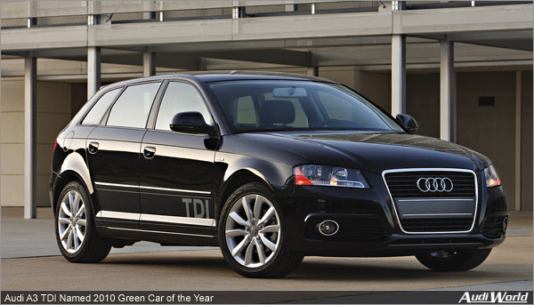 Audi A3 TDI Named 2010 Green Car of the Year