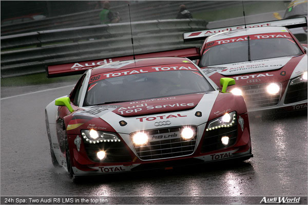 24h Spa: Two Audi R8 LMS in the top ten