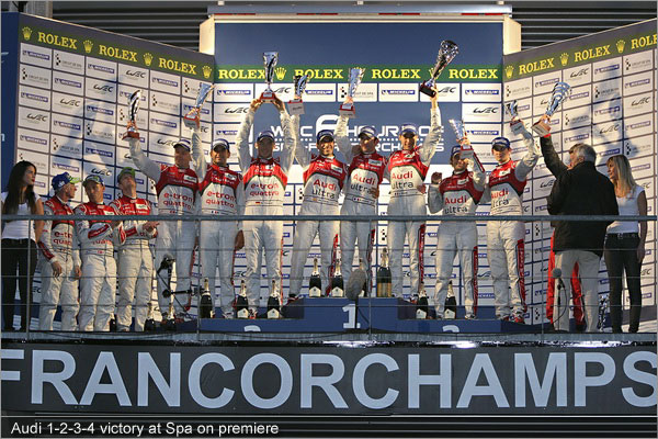 Audi 1-2-3-4 victory at Spa on premiere