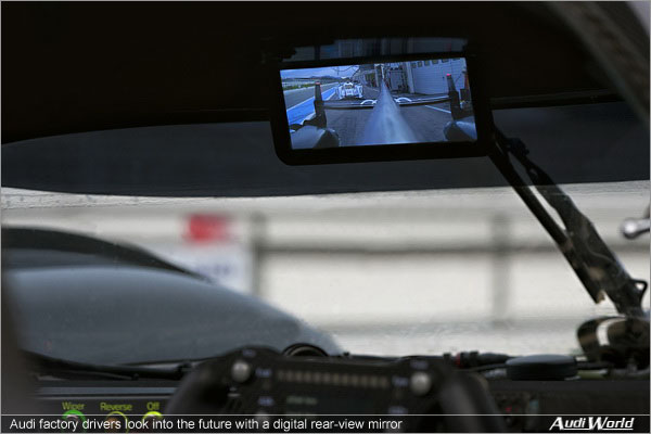 Audi factory drivers look into the future with a digital   rear-view mirror
