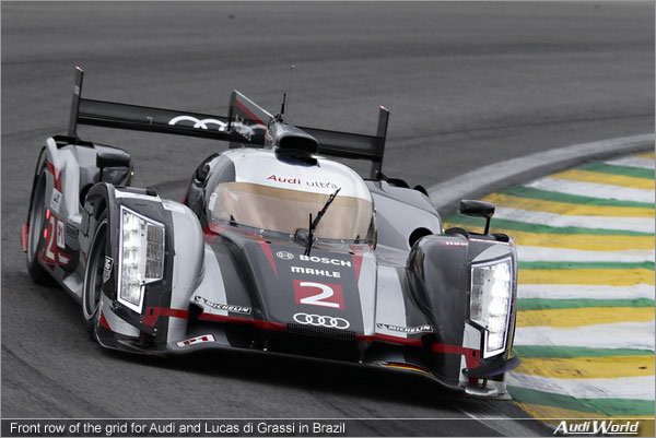 Front row of the grid for Audi and Lucas di Grassi in Brazil