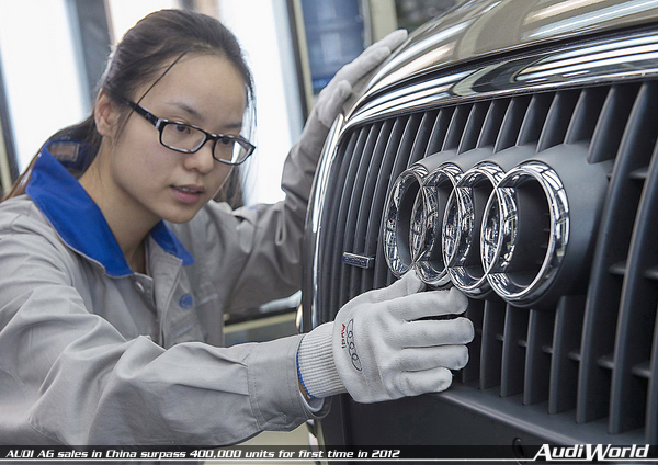 AUDI AG sales in China surpass 400,000 units for first time in 2012