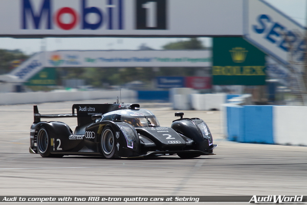 Audi to compete with two R18 e-tron quattro cars at Sebring