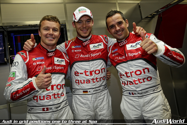 Audi in grid positions one to three at Spa