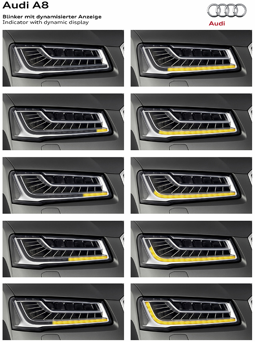 Audi standing up for its lights with sequential-turn signals
