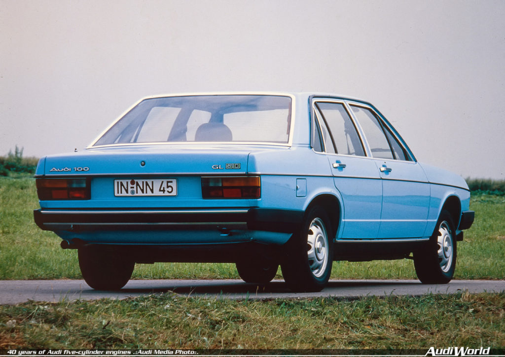 1978: first five-cylinder diesel: In 1978, Audi presents its first diesel model for the Audi 100 (C2). The five-cylinder naturally aspirated engine with a displacement of two liters develops 51 kW (70 hp) and 123 newton meters (90.72 lb-ft) of torque. It also powers the next-generation C3, propelling both the sedans and the Avant versions. From 1984, there is a turbocharged engine with an output of 64 kW (87 hp) and 172 newton meters (126.86 lb-ft) of torque.