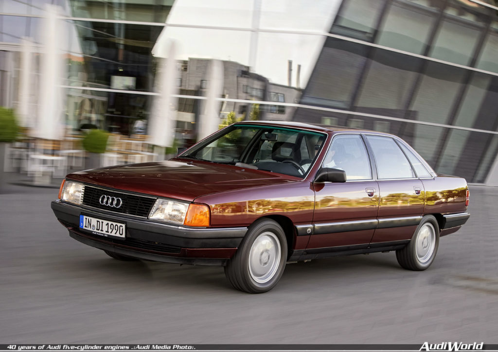 1989: first five-cylinder turbocharged direct-injection diesel engine in a production car: Audi presents another milestone in the automotive history in 1989 at the International Motor Show in Frankfurt am Main: the Audi 100 TDI. The first fivecylinder turbocharged diesel with direct injection for a production car produces 88 kW (120 hp) from a displacement of 2.5 liters and delivers 265 newton meters (195.45 lb-ft) of torque to the crankshaft. It is used in the C3 and in the C4 – from 1994 with an output of 103 kW (140 hp) and 290 newton meters (213.89 lb-ft) of torque.