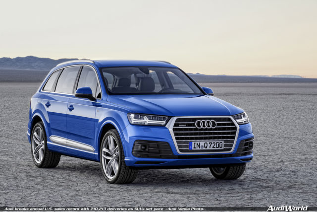 Audi breaks annual U.S. sales record with 210,213 deliveries as SUVs set pace