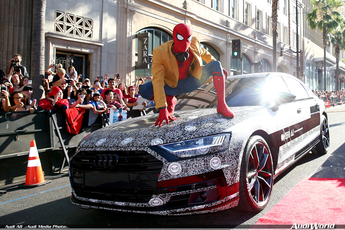 Audi A8 in disguise as surprise guest at the world premiere of ?Spider-Man: Homecoming?