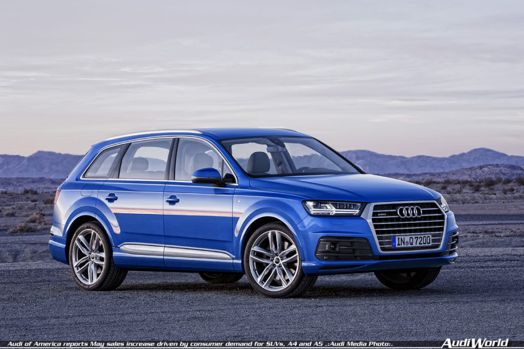 Audi of America reports May sales increase driven by consumer demand for SUVs, A4 and A5