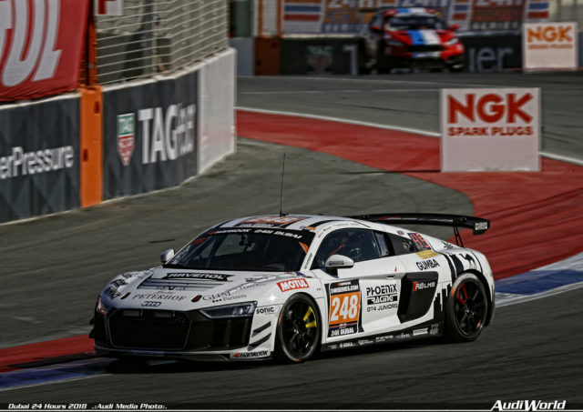 One-two victory for GT4 version of the Audi R8 LMS at premiere in Dubai