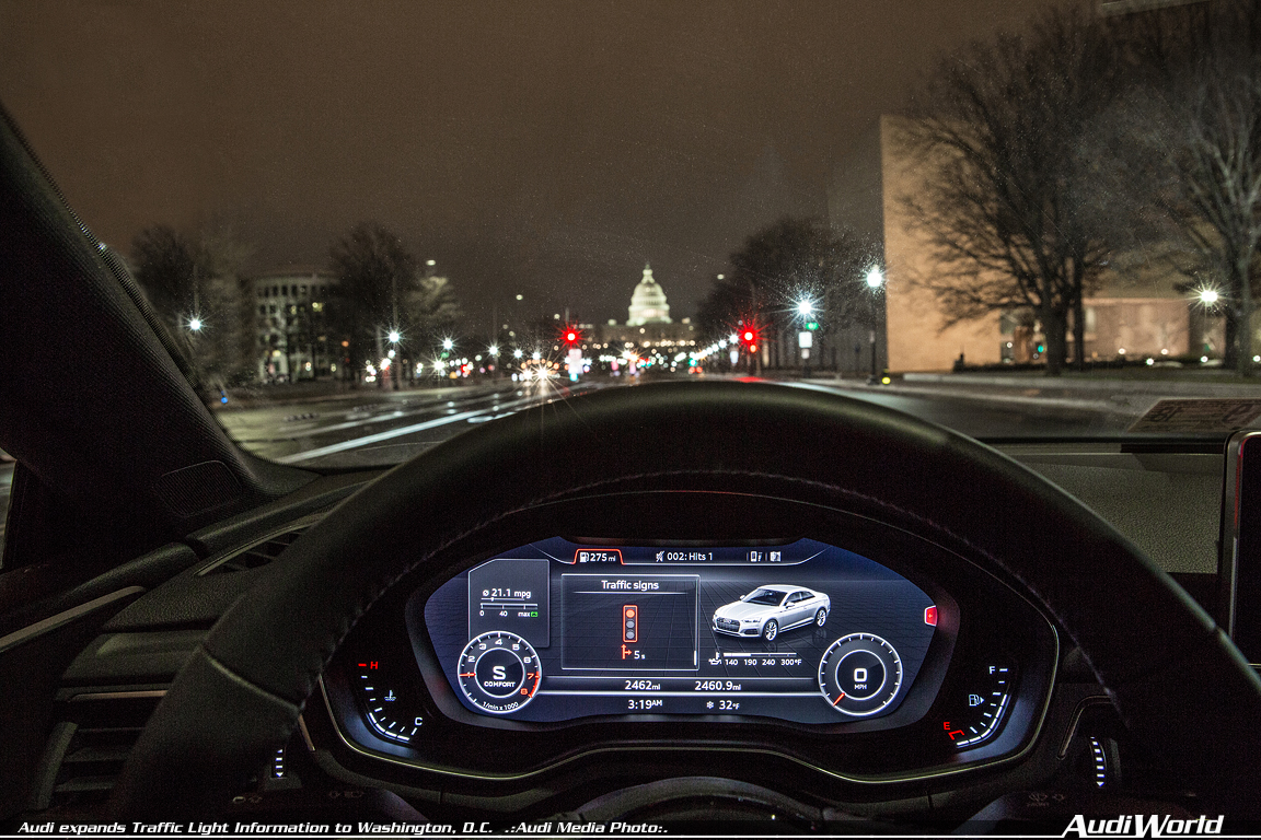 Audi expands Traffic Light Information to Washington, D.C.