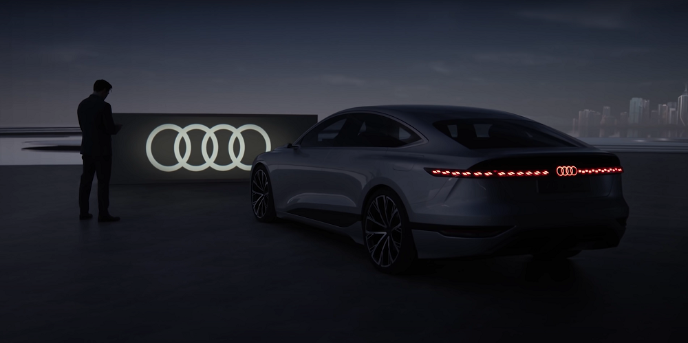 Audi A6 e-tron Concept Headlights Project Playable Video Game Onto Walls