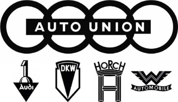 Auto Union Marque - Collage of logos representing the Four Rings